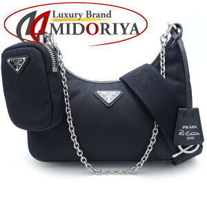 Prada Re Edition Nylon Crossbody Shoulder Bag Saffiano Leather Nero Black